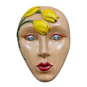 Vintage ‘80s Hand Painted Mask Wall Decor